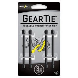 4-Pack 3-Inch Gear Tie, Black