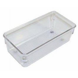 Linus Drawer Organizer, Clear/Chrome Plastic, 3 x 6 x 2-In.