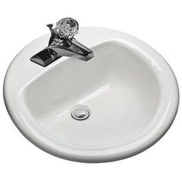 Self-Rimming Lavatory, Round, Bone, 19-In.