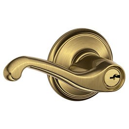 Entry Lockset, Flair Knob, Antique Brass, Fits 2-3/8 & 2-3/4-In. Backsets