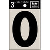 Address Numbers, 0, Black Vinyl, Adhesive, 3-In.