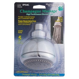 Flow Pro Champagne Massage Showerhead, 5-Spray Settings, Chrome