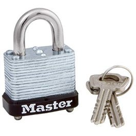 1-1/8 In. Keyed Padlock, Laminated Warded Steel