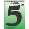 Address Numbers, 5, Black Plastic, Screw-In., 6-In.