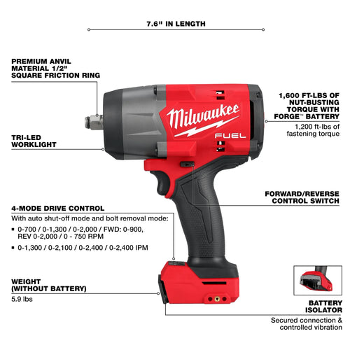 Milwaukee M18 FUEL™ 1/2 High Torque Impact Wrench w/ Friction Ring