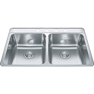 Franke Creemore Collection 33 Drop In 4-Hole Double Bowl Stainless Steel Kitchen Sink