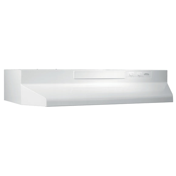 Broan® 36-Inch Convertible Under-Cabinet Range Hood, 230 Max Blower CFM, White-on-White