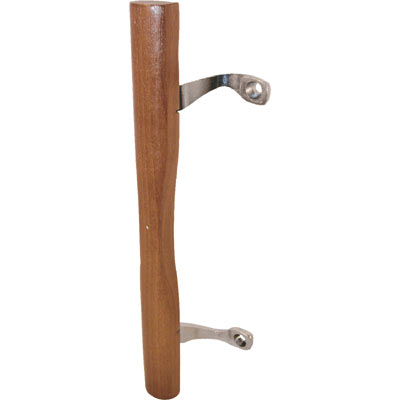 Prime Line Patio door handle, Wood with Chrome brackets, 6-5/8 inch Hole Centers, 1 per pkg.