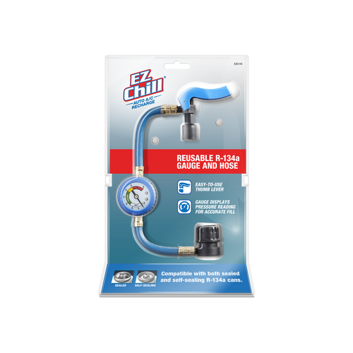 EZ Chill™ Auto A/C Recharge Reusable R-134a Gauge and Hose