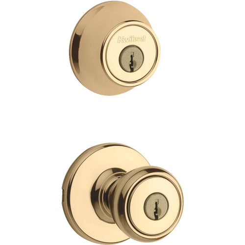 Kwikset Bright Brass Deadbolt and Door Knob Combo