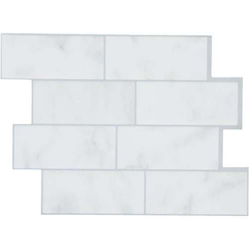 Smart Tiles 8.83 In. x 11.56 In. Glass-Like Plastic Backsplash Peel & Stick, Metro Carrera Subway Tile