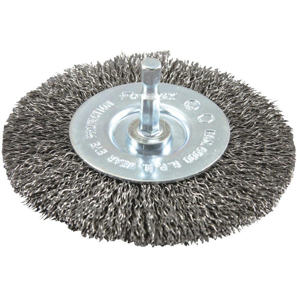 Forney 4 In. Hex Crimped, Coarse Drill-Mounted Wire Wheel