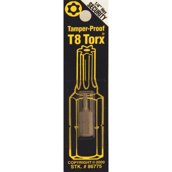 Best Way Tools T8 Tamperproof Torx Security 1 In. 1/4 In. Hex Screwdriver Bit