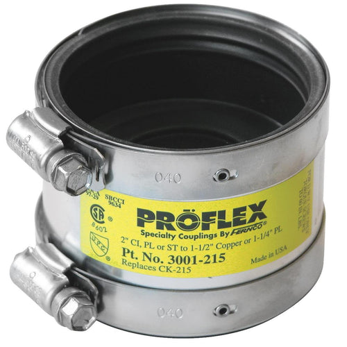 Proflex 2 In. x 1-1/2 In. PVC Shielded Coupling - Cast-Iron, Plastic, Steel to Copper