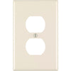 Leviton 1-Gang Smooth Plastic Oversized Outlet Wall Plate, Light Almond