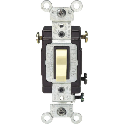 Leviton Illuminated Grounded Toggle Ivory 15A 3-Way Switch