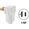 Leviton 15A 125V 2-Wire 2-Pole Angle Cord Plug, White