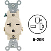 Leviton 20A Ivory Heavy-Duty 6-20R Grounding Single Outlet