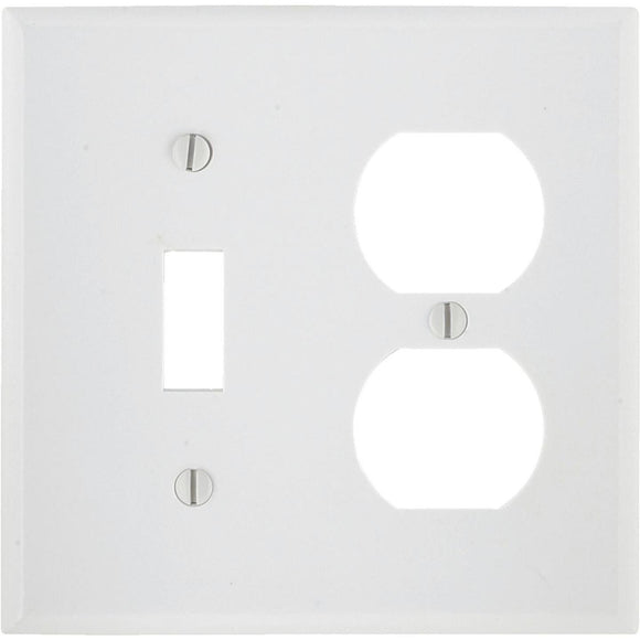 Leviton Oversized 2-Gang Thermoset Single Toggle/Duplex Outlet Wall Plate, White