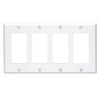 Leviton Decora 4-Gang Smooth Plastic Rocker Decorator Wall Plate, White