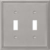 Amerelle Metro Line 2-Gang Cast Metal Toggle Switch Wall Plate, Brushed Nickel