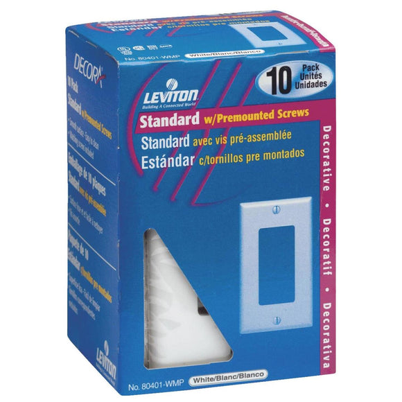 Leviton Decora 1-Gang Smooth Plastic Rocker Decorator Wall Plate, White (10-Pack)