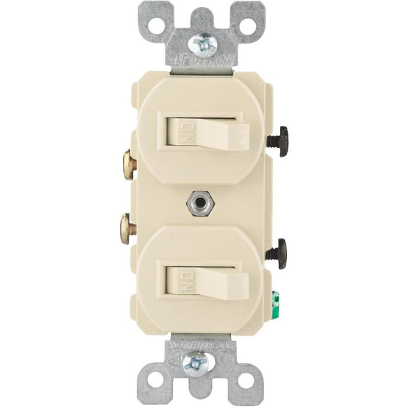 Leviton Single Pole Ivory 15A Quiet Duplex Switch