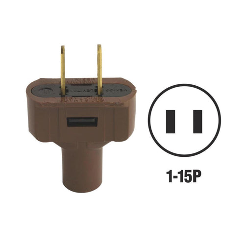 Leviton 15A 125V 2-Wire 2-Pole Vinyl Cord Plug, Brown