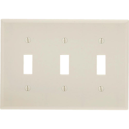 Leviton 3-Gang Plastic Toggle Switch Wall Plate, Light Almond