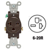 Leviton 20A Brown Heavy-Duty 6-20R Grounding Single Outlet