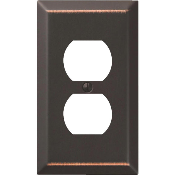 Amerelle 1-Gang Stamped Steel Outlet Wall Plate, Aged Bronze