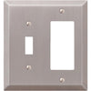 Amerelle 2-Gang Stamped Steel Single Toggle/Rocker Wall Plate, Brushed Nickel