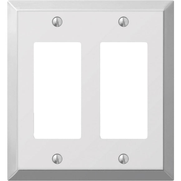 Amerelle 2-Gang Stamped Steel Rocker Decorator Wall Plate, Polished Chrome