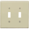 Leviton 2-Gang Thermoplastic Nylon Mid-Way Toggle Switch Wall Plate, Ivory