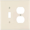 Leviton Mid-Way 2-Gang Thermoplastic Nylon Single Toggle/Duplex Outlet Wall Plate, Light Almond