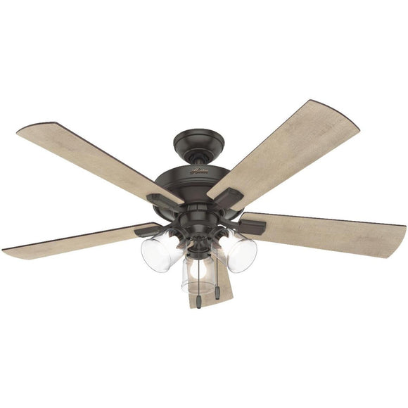 Hunter Crestfield 52 In. Noble Bronze Ceiling Fan with Light Kit