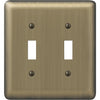 Amerelle 2-Gang Stamped Steel Toggle Switch Wall Plate, Brushed Brass