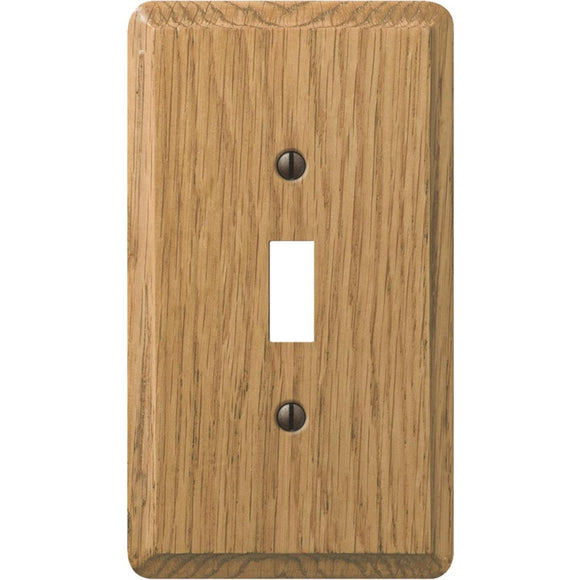 Amerelle 1-Gang Solid Oak Toggle Switch Wall Plate, Light Oak