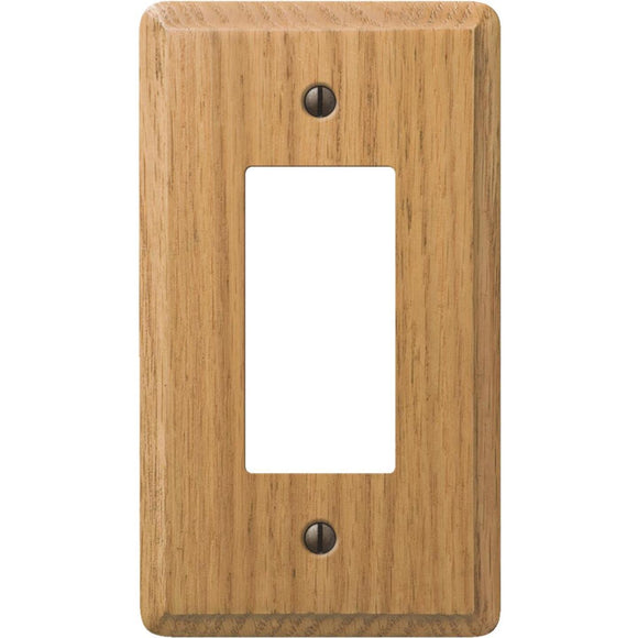 Amerelle 1-Gang Solid Oak Rocker Decorator Wall Plate, Light Oak