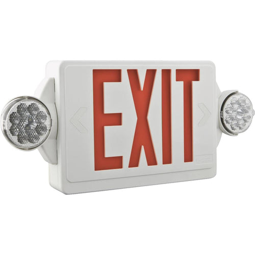 Lithonia Quantum Red Lettering Thermoplastic LED Exit Light with Emergency Lights