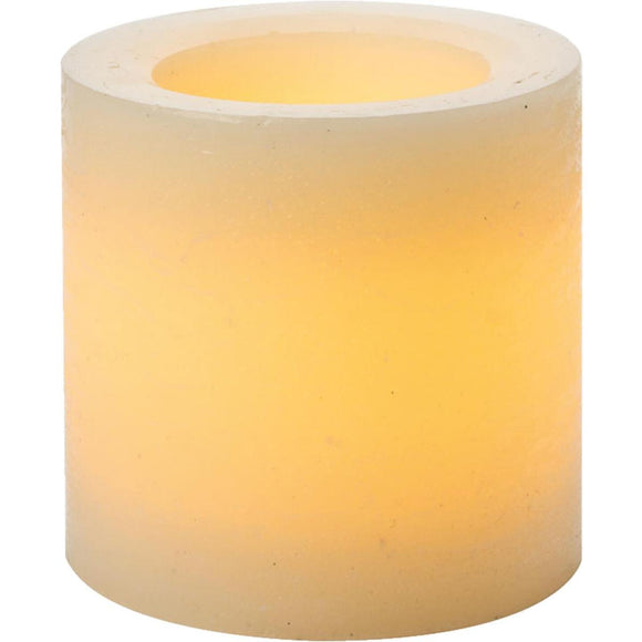 Inglow 4 In. H. x 4 In. Dia. Cream Rustic Wax Pillar Flameless Candle