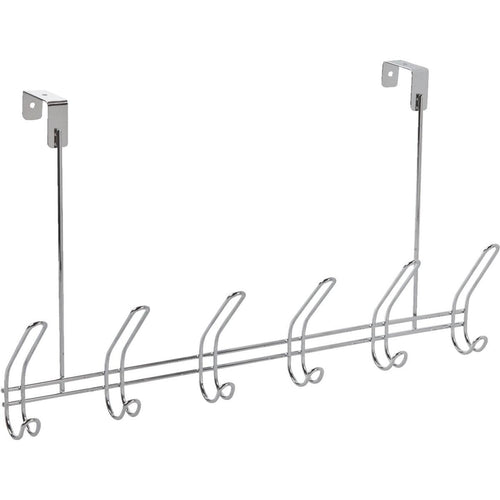 InterDesign Classico Over-The-Door Chrome 6-Hook Rail