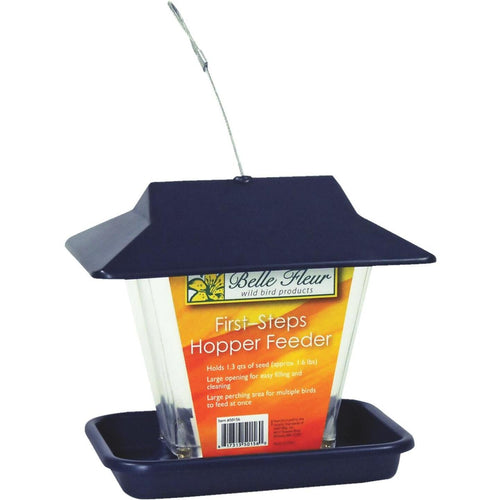 Stokes Select Belle Fleur Blue Plastic Hopper Bird Feeder