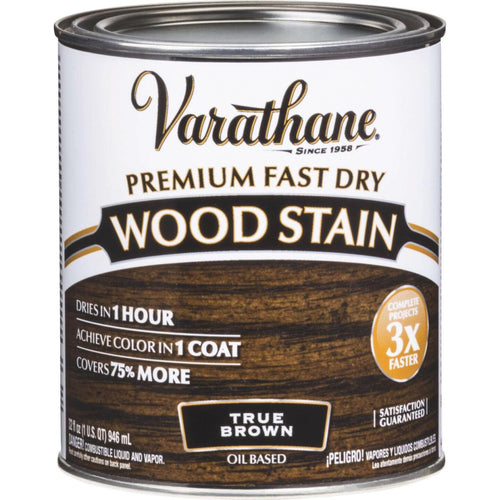 Varathane Fast Dry True Brown Urethane Modified Alkyd Interior Wood Stain, 1/2 Pt.