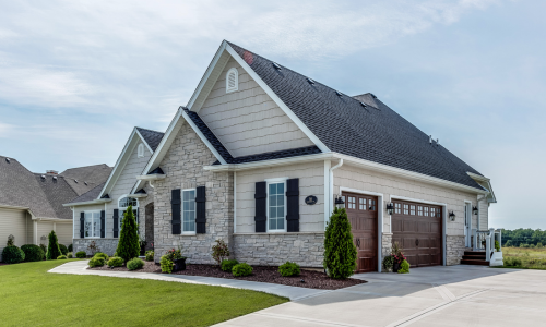 Veneer stone on the side of a home