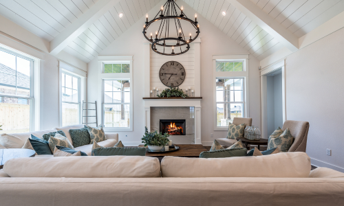 Living room with white millwork