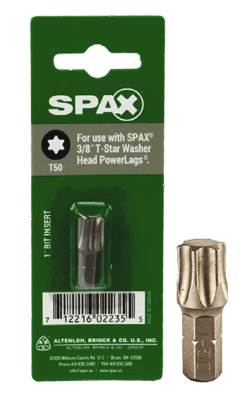 SPAX® Power Lags 1/4 In. x 1 In. T50 T-Star Plus Insert Screwdriver Bit