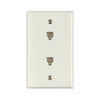 Amertac Zenith Zenith Flush Mount Dual Telephone Wallplate, White 4-1/2 in L x 2-3/4 in W