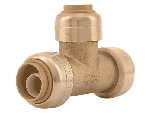 Sharkbite Brass Push Reducing Tee 1/2 in. x 1/2 in. x 3/8 in. (1/2 in. OD)