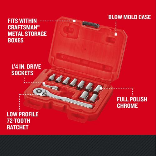 Craftsman 11Pc 1/4-in. Drive (mm) Mechanics Tool Set